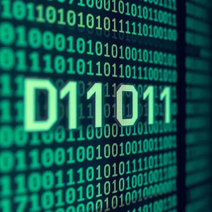 Diagram showing binary digits converting text characters into digital code