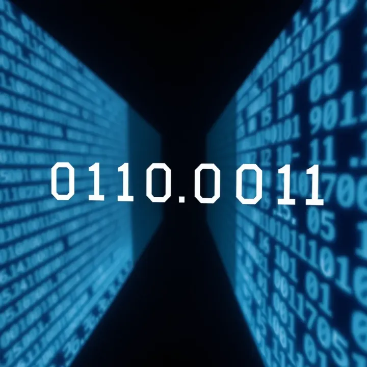 Diagram showing binary digits converting into ASCII characters
