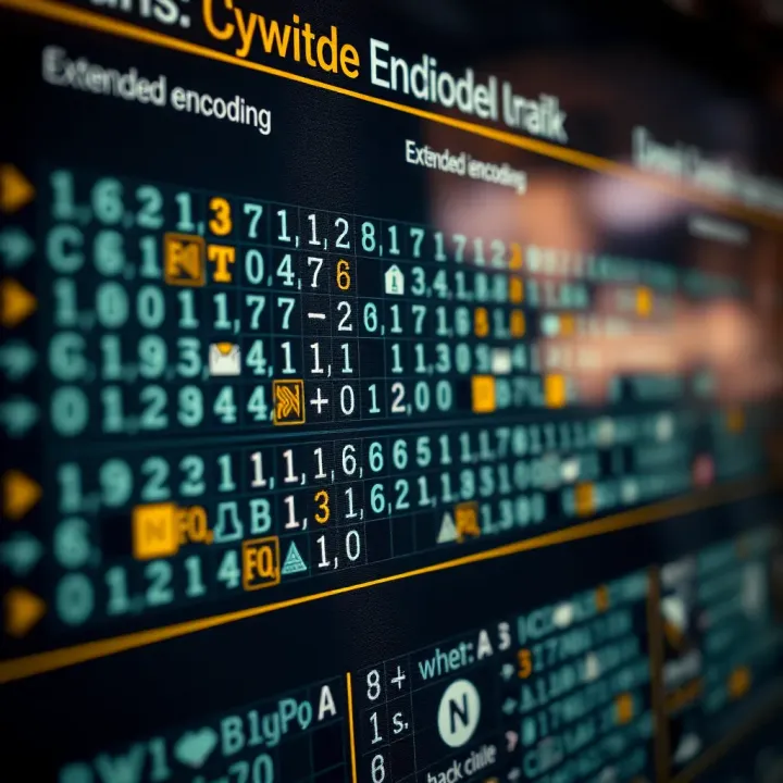 Chart illustrating Unicode encoding with diverse character symbols