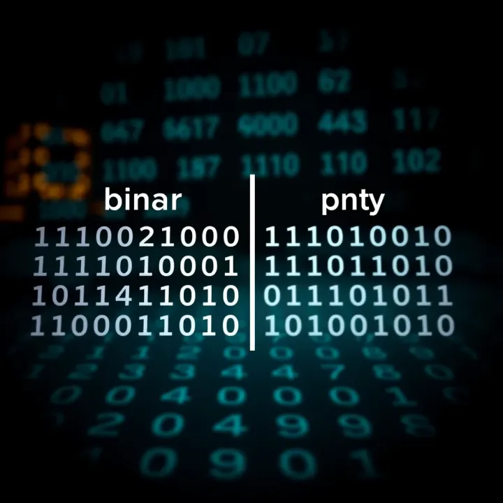 Diagram showing binary code alongside its equivalent Grey code for comparison