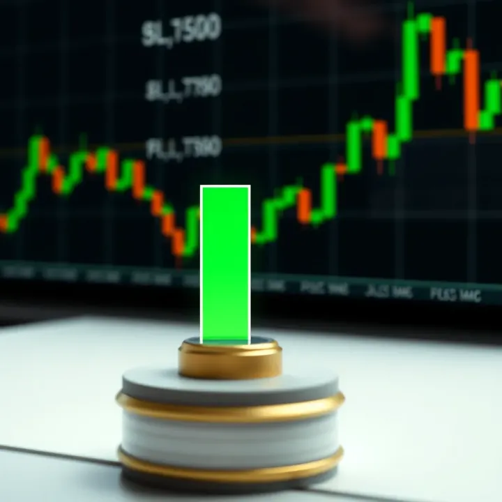 Illustration of a bullish candlestick showing a long green body with short shadows, indicating strong buying pressure