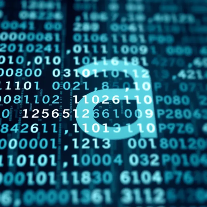 Binary code representation of the letter a in a digital format
