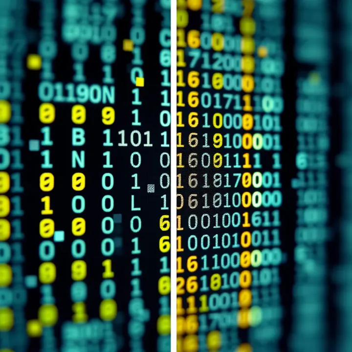 Visual comparison of Unicode and ASCII binary codes highlighting encoding differences