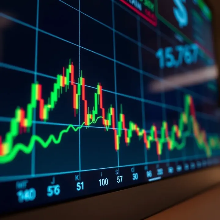 Graph showing currency exchange rates fluctuating over time