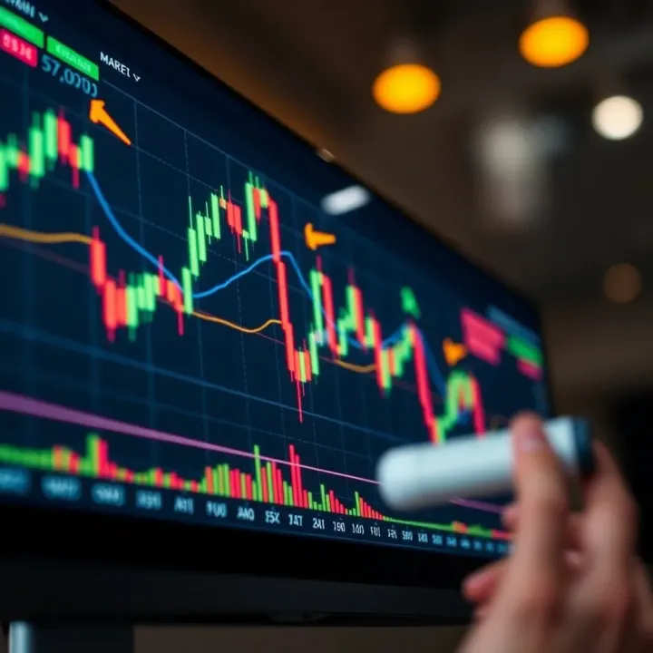 Chart displaying various candlestick formations indicating market trends
