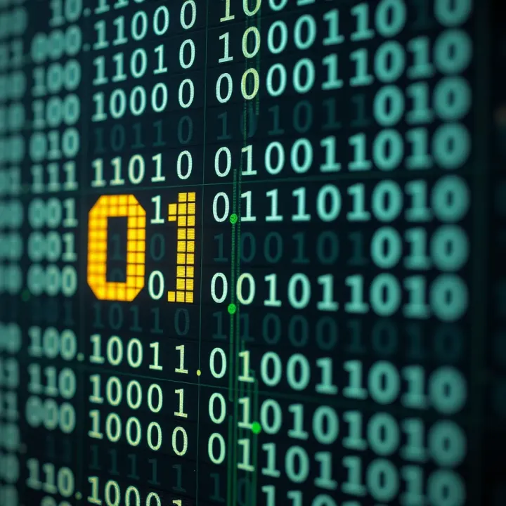 Binary Code in Computing Systems Visual representation of binary code highlighting its significance in computing systems