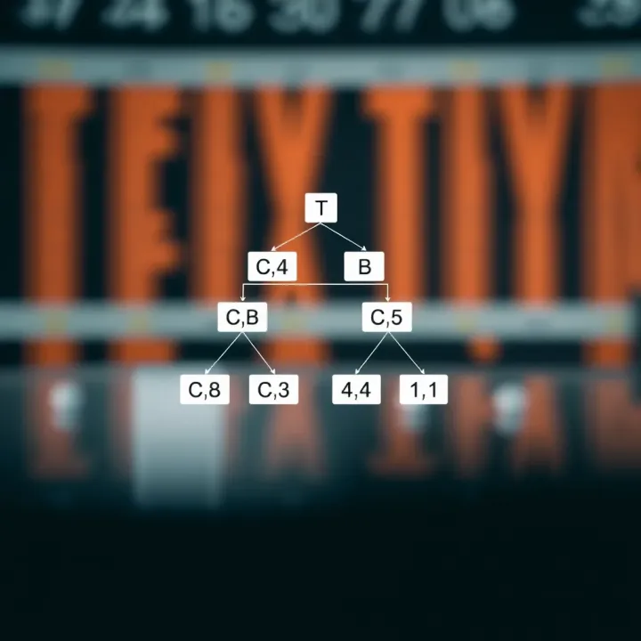 Diagram of a binary search tree balanced according to access probabilities optimizing search efficiency
