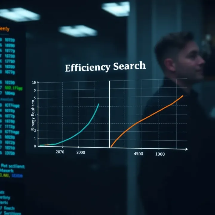 Efficiency Comparison Between Binary and Linear Search Comparison chart highlighting efficiency differences between binary search and linear search algorithms