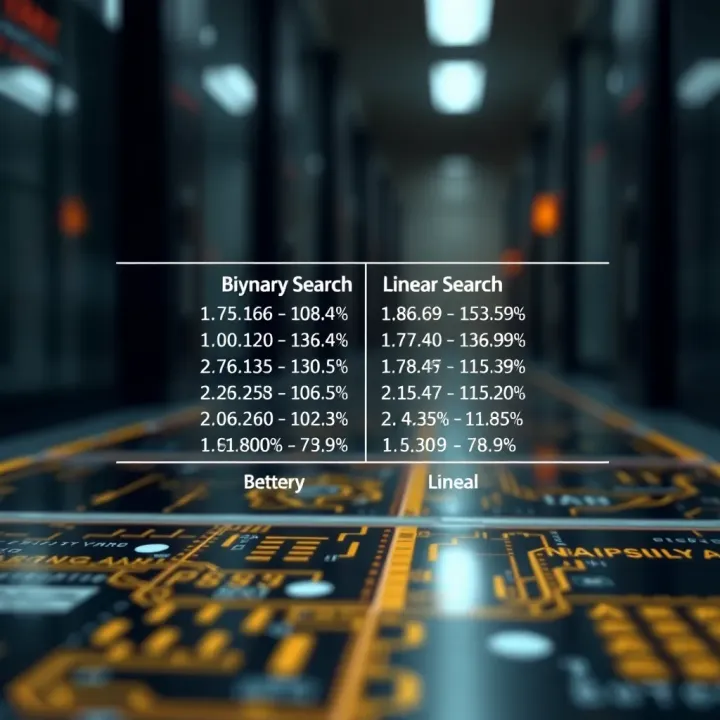 Comparison of Binary Search and Linear Search Efficiency Diagram comparing binary search and linear search highlighting efficiency and number of comparisons